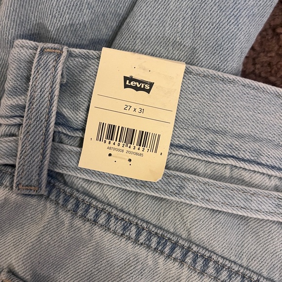 NWT Levi's XL Baggy Straight Jeans Light Wash Blue Size 27x31 Tie Waist Y2K - Picture 10 of 12